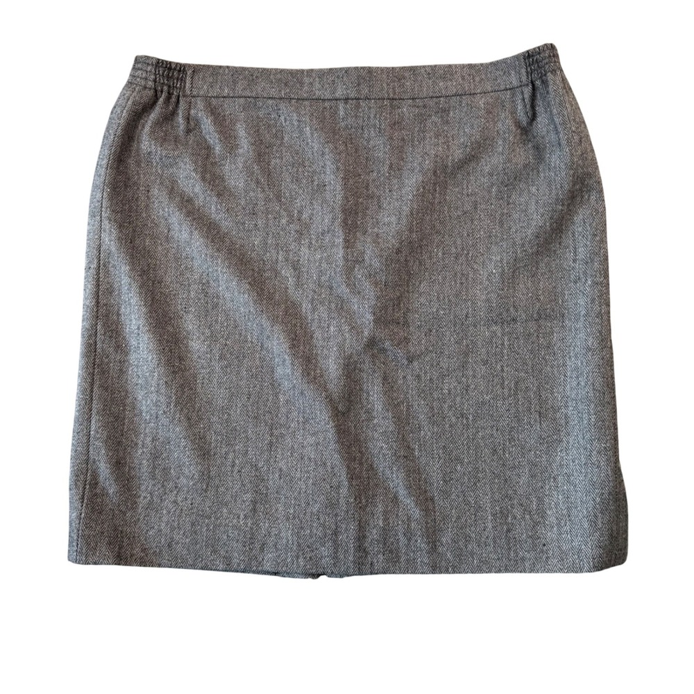 Grey Herringbone Pencil Skirt Chic Quiet‎ Luxury Minimalist Power 38in Waist